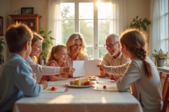 Famille multigenerational autour d'un repas anniversaire