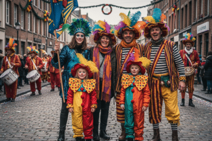 Famille multigenerations en costumes de carnaval à Dunkerque