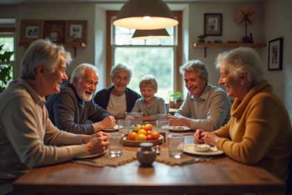 Famille multigenerational partageant un repas convivial