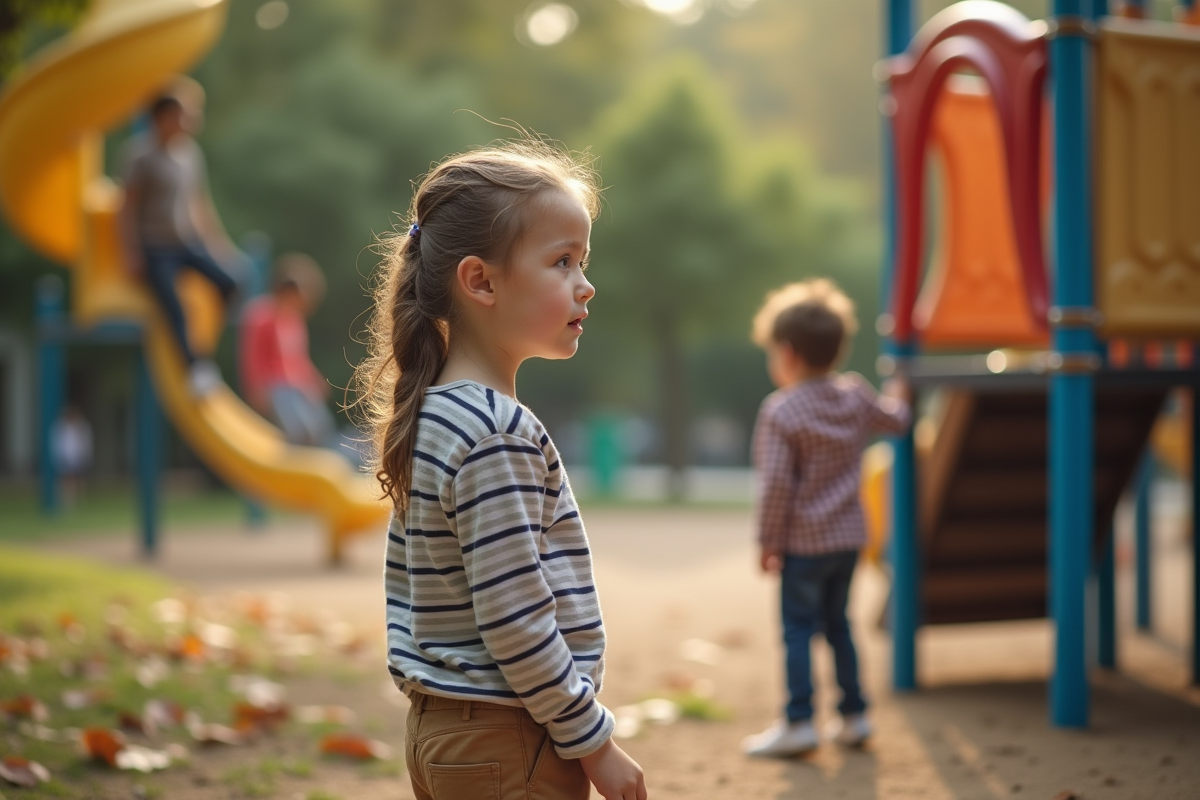 Fille de 12 ans regarde son frère jouer dehors